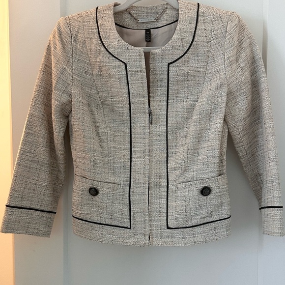 White House Black Market Cream Blazer with Black Accents - Picture 3 of 6